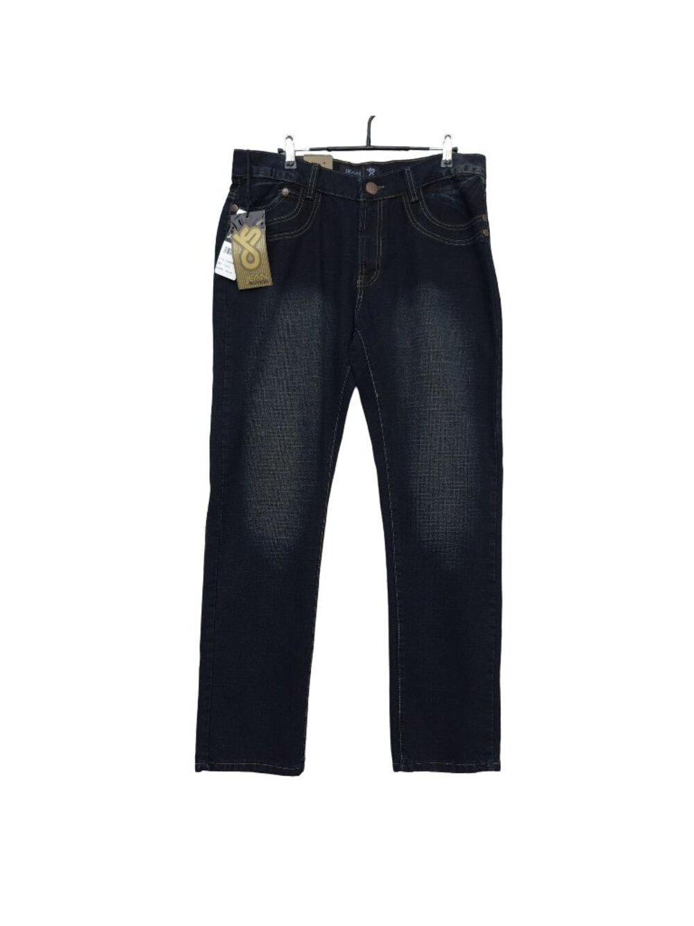 Jean Station 34 x 30 Straight Leg Faded Denim Jeans Black Classic Pockets